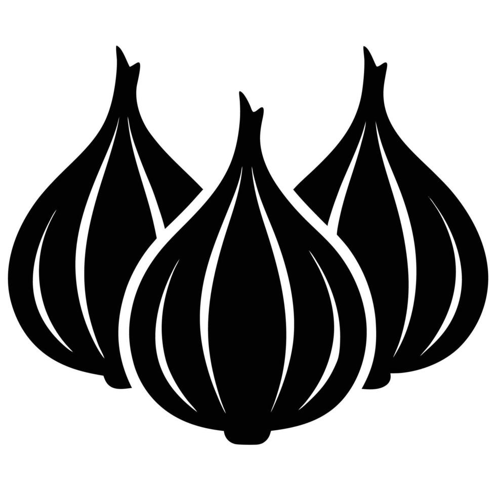Elegant Three Garlic Silhouettes Icon for Culinary Branding vector