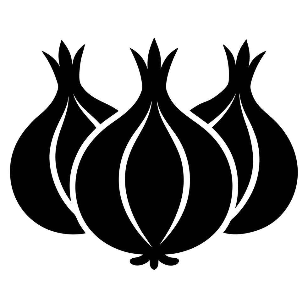 Three onion silhouettes icon for design purposes vector