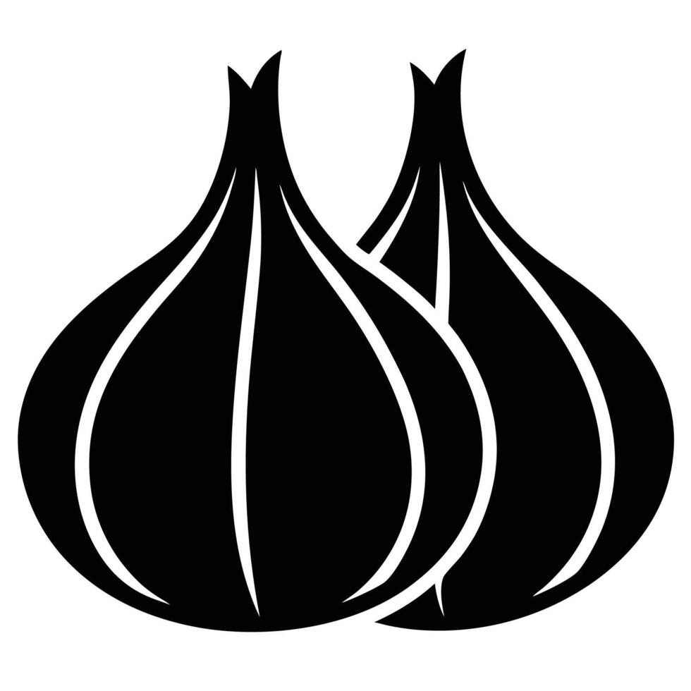 Minimalist Two Garlic Silhouettes Icon for Food Design vector