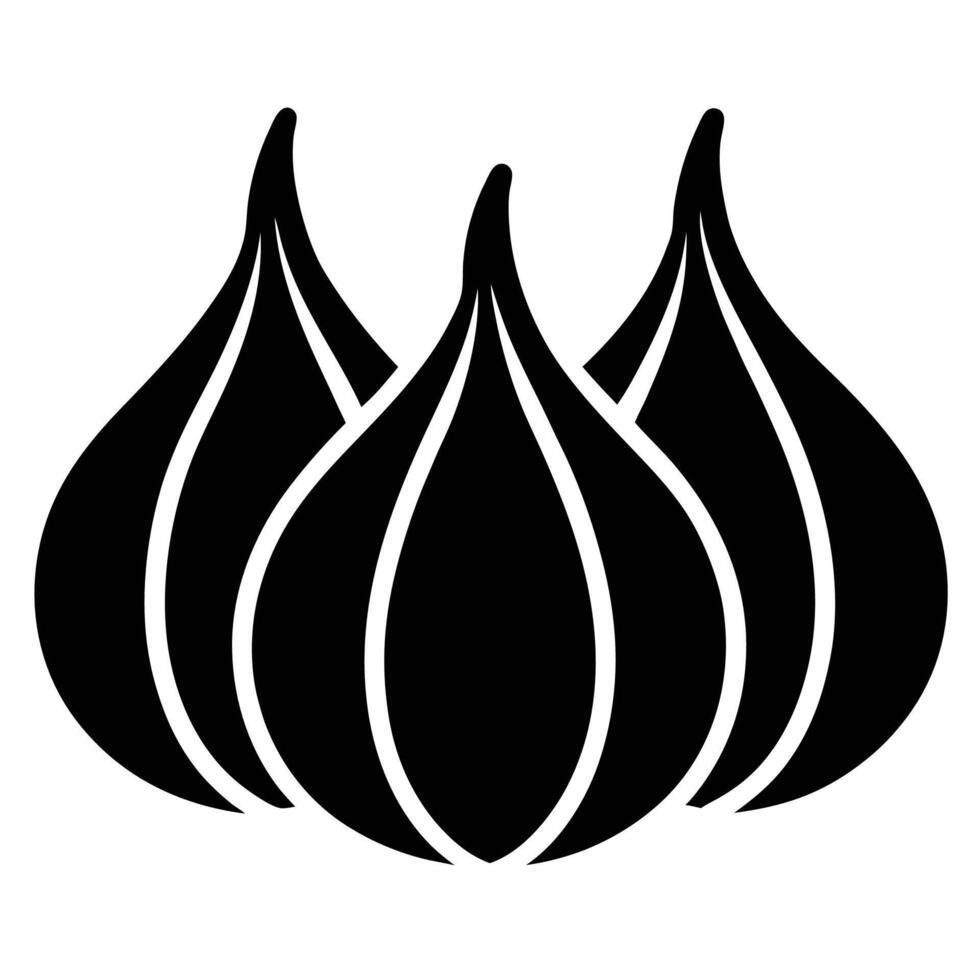 Stylized Three Garlic Silhouettes Icon for Kitchen Art vector