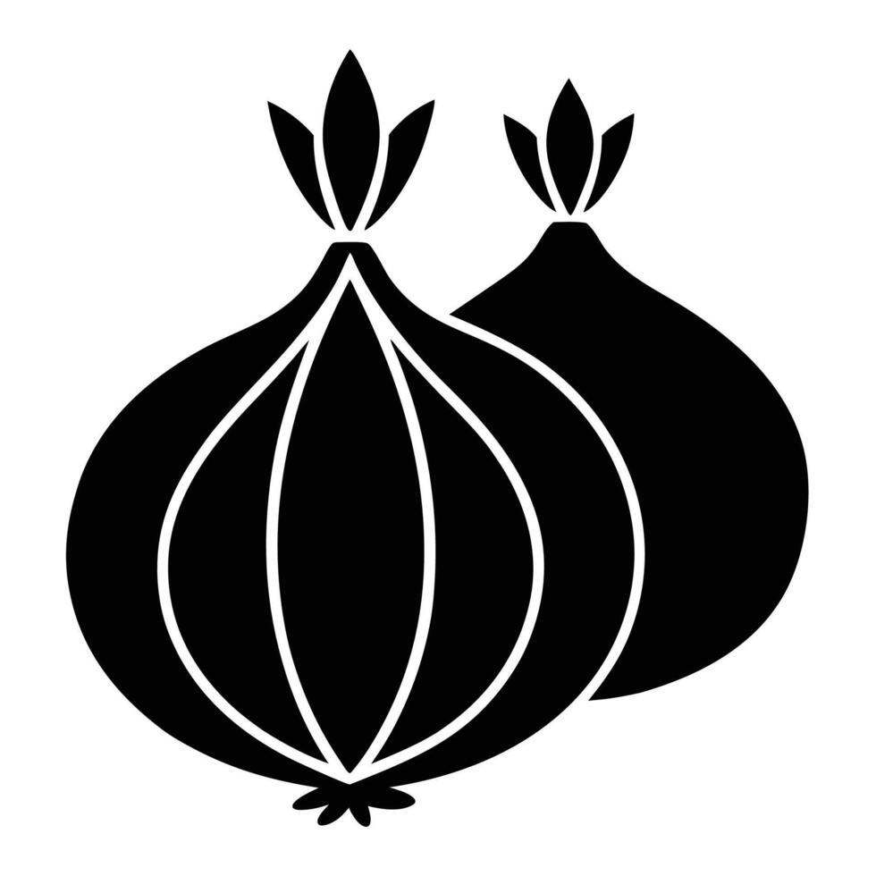 Creative design of two onion silhouettes for icons vector