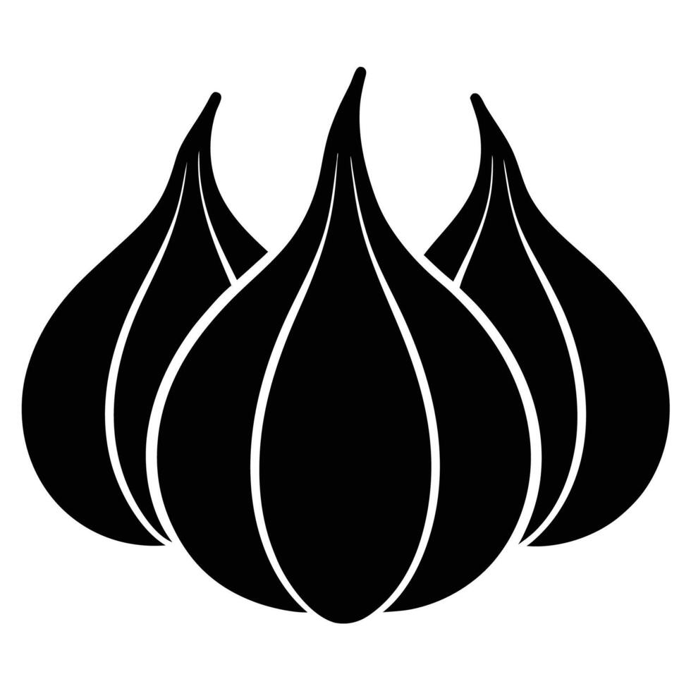 Modern Three Garlic Silhouettes Icon for Recipes vector