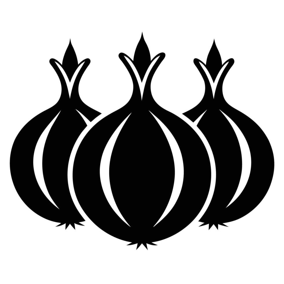 Illustration of three onion silhouettes in modern style vector