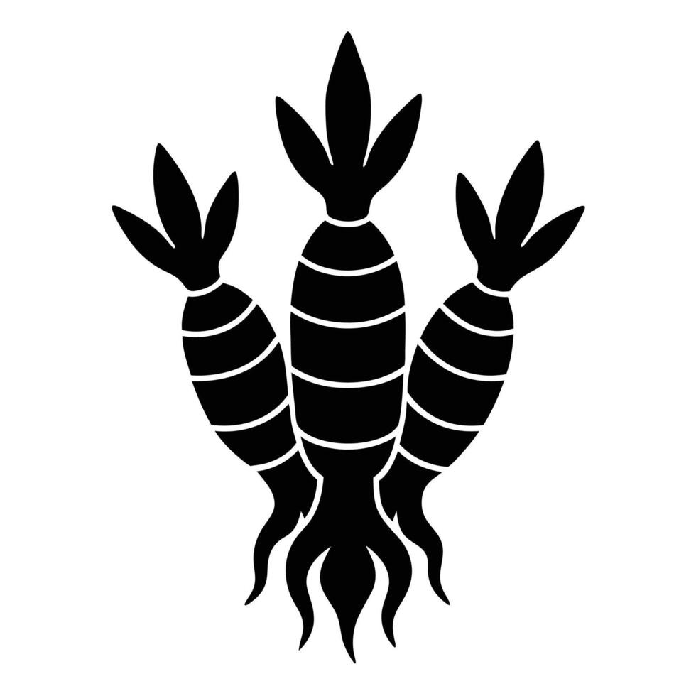 Classic turmeric root silhouette for herbal and food themes vector