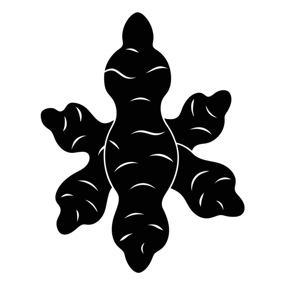 Artistic Ginger Silhouette Icon for Recipes and Spices vector