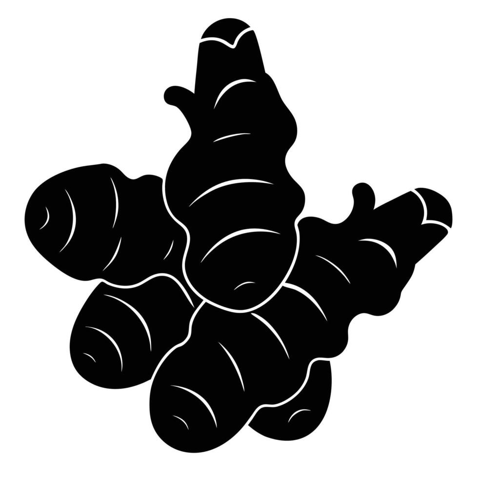 Minimalist Ginger Silhouette Icon for Herbal Uses vector
