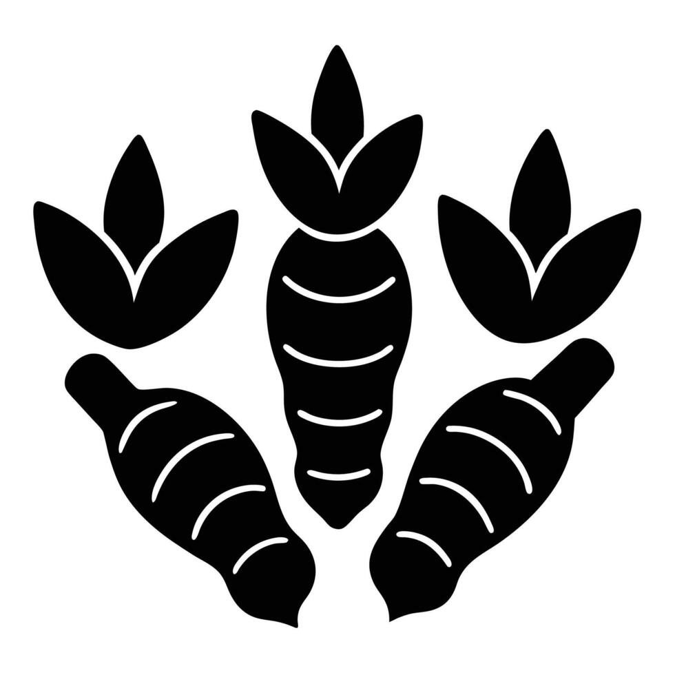Detailed turmeric silhouette design for herbal and culinary art vector