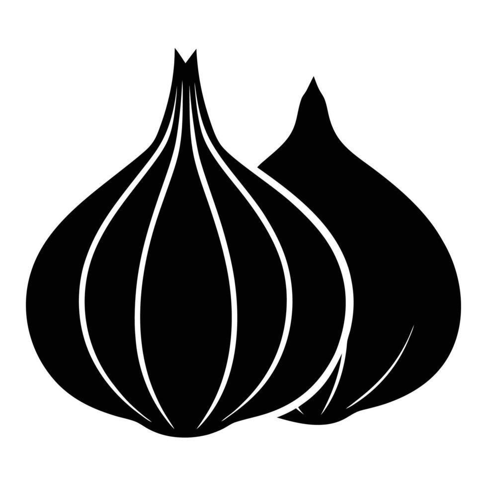 Modern Two Garlic Silhouettes Icon for Cooking Art vector