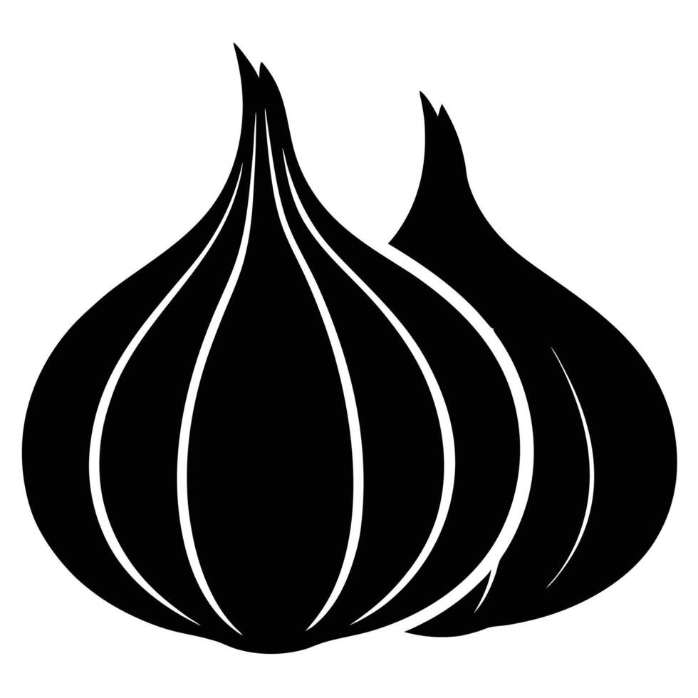Elegant Two Garlic Silhouettes Icon for Recipes vector