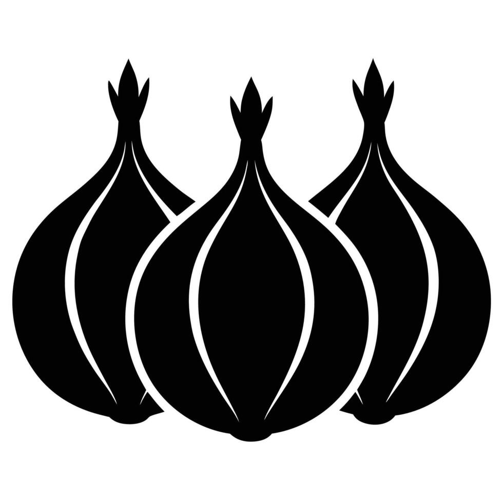 Simple graphic of three onion silhouette icons vector