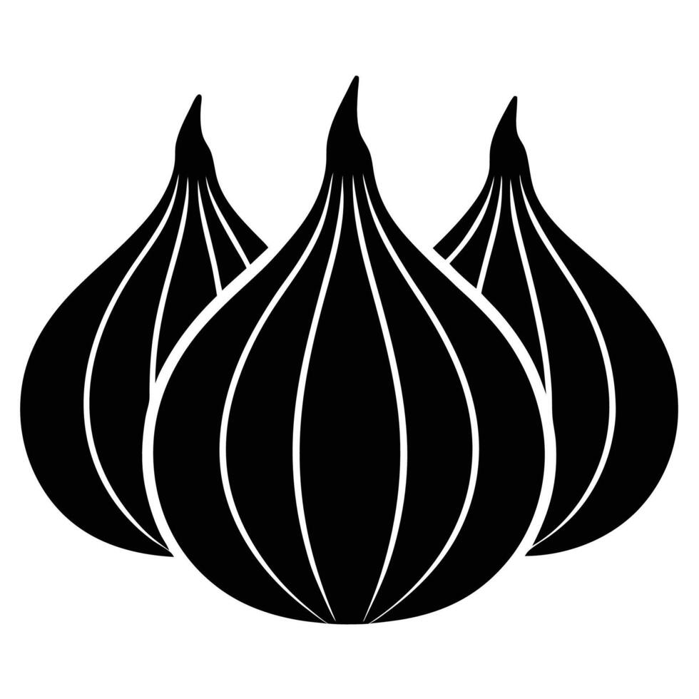 Creative Three Garlic Silhouettes Icon for Cooking Art vector