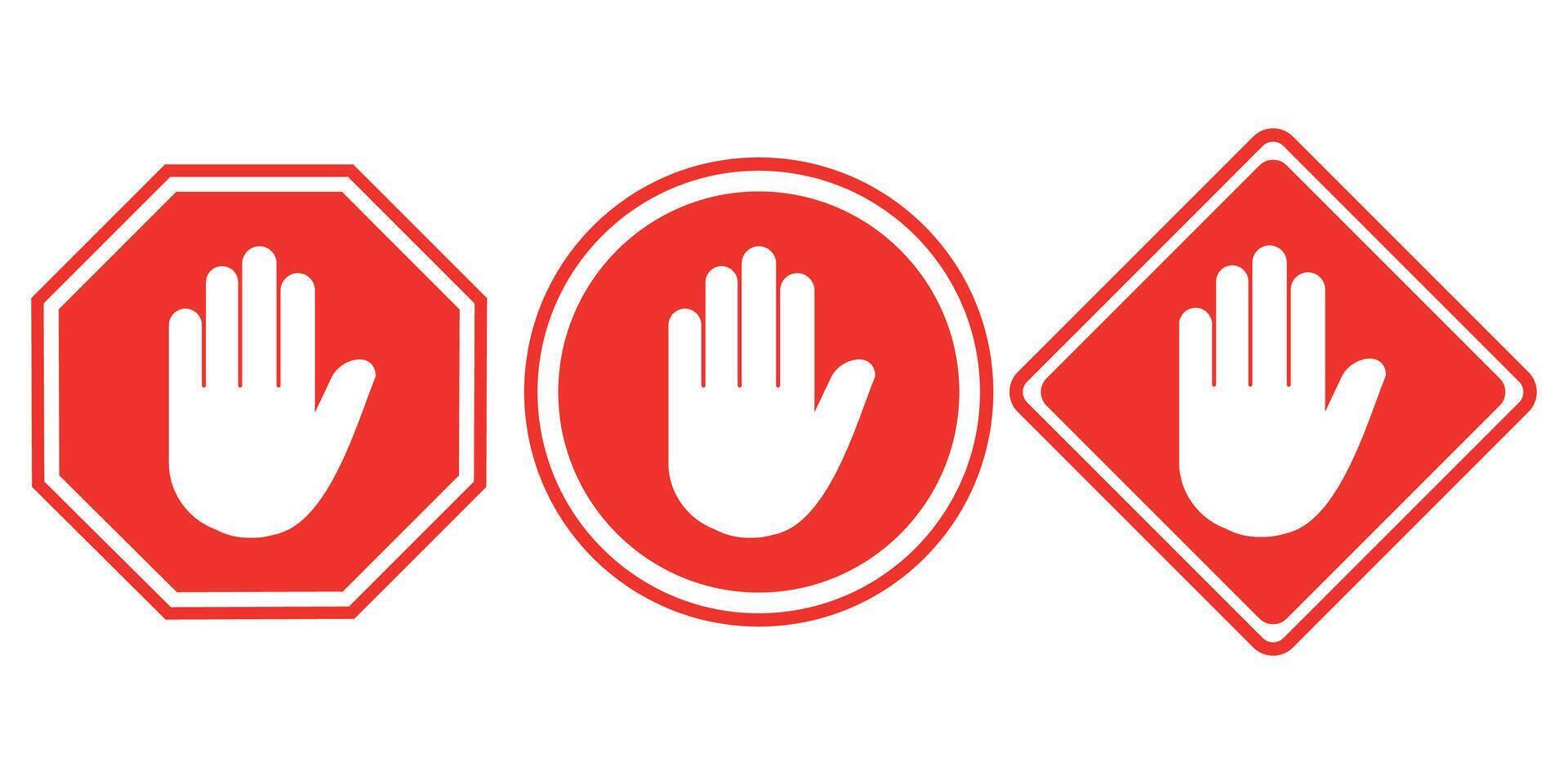 No sign on red background with hexagon, square and round shapes, Stop sign for prohibited activities vector