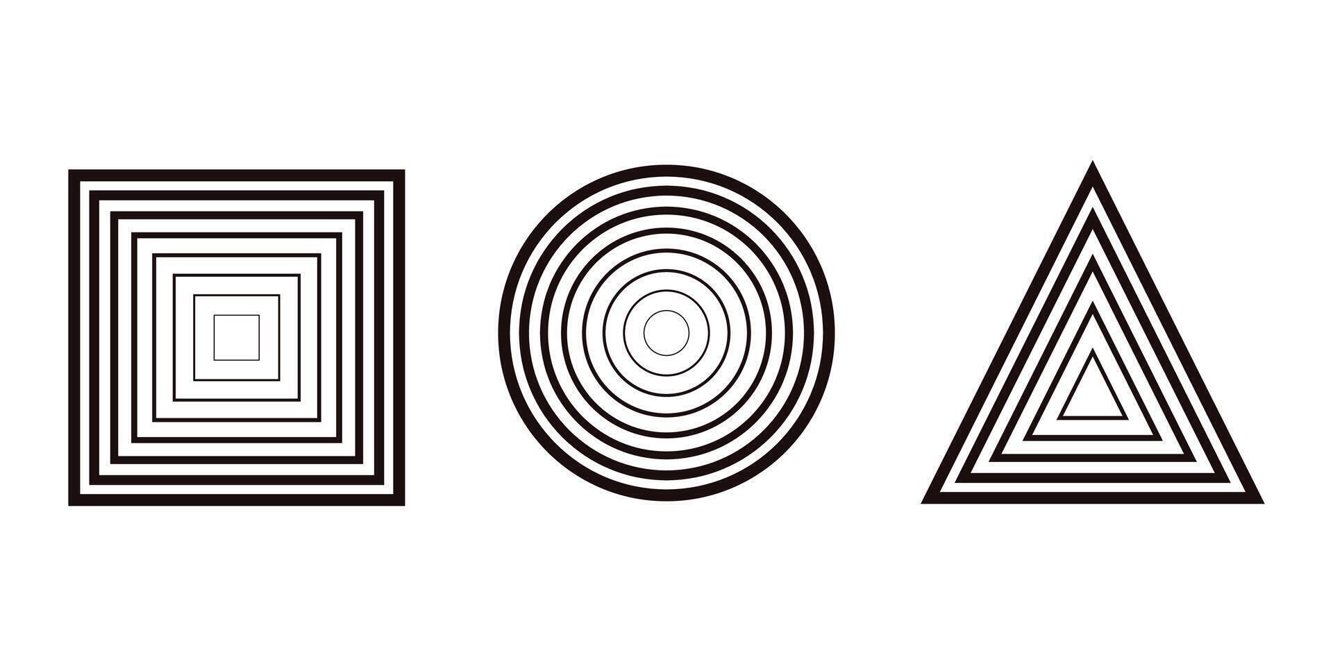 circle, square and triangle lines of various sizes vector