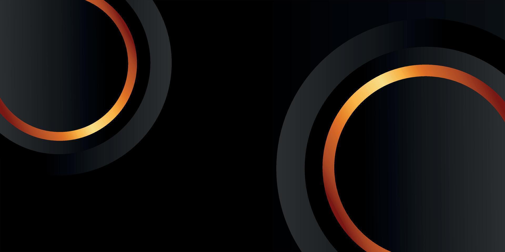 Black and gold background in futuristic abstract round style. vector