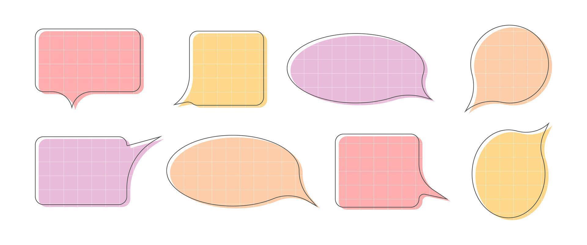 Speech bubble set. Flat speak bubble text, chatting box, message box. blank element isolated on white background for emotional tone of message vector