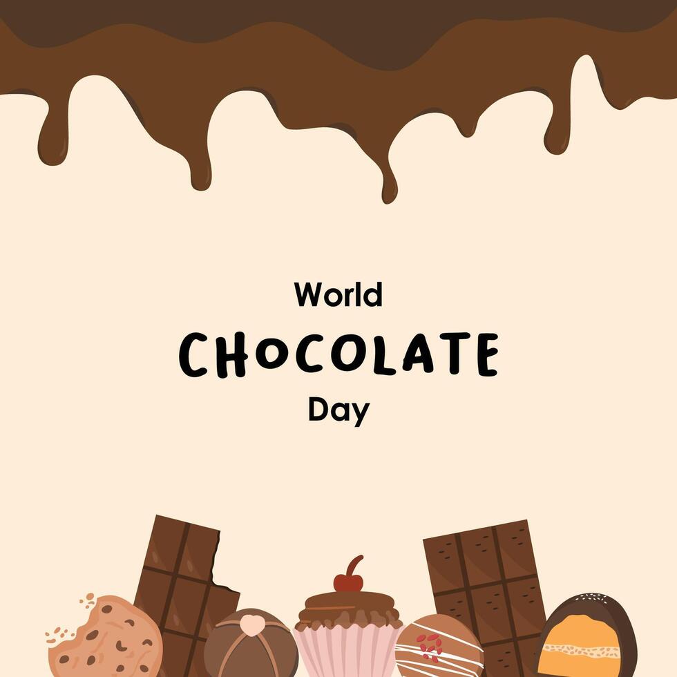 World Chocolate Day Flat Template vector