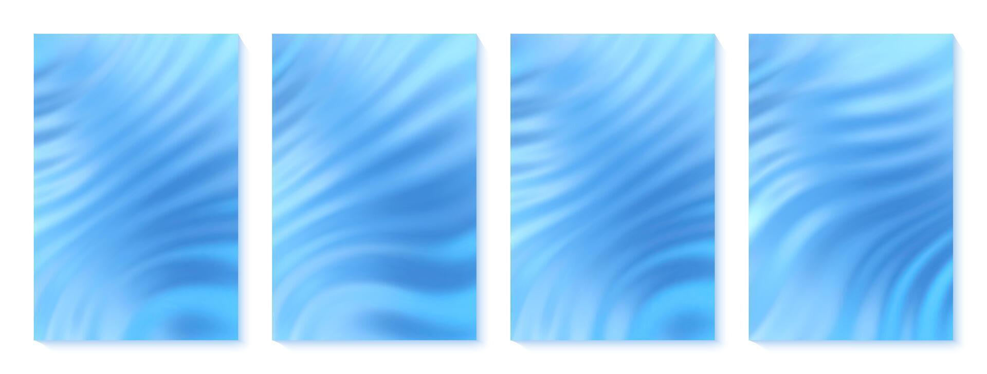 Blue winter backgrounds set. Blue gradient background with soft transitions. Light sky blue wave background. Seasonal cooling light banner. Great for covers, branding, poster. vector
