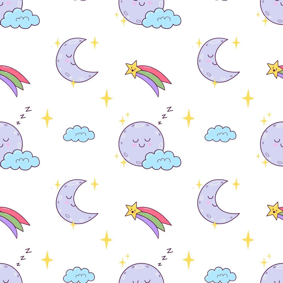 seamless pattern of cute children weather characters on white background vector