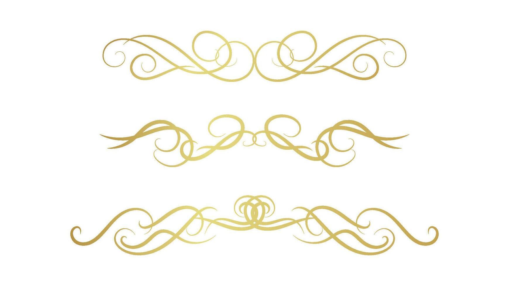 elegant frame decoration isolated on white background. gold swirl lines element set vector