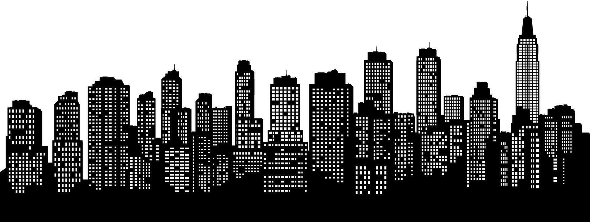 black and white city silhouette vector