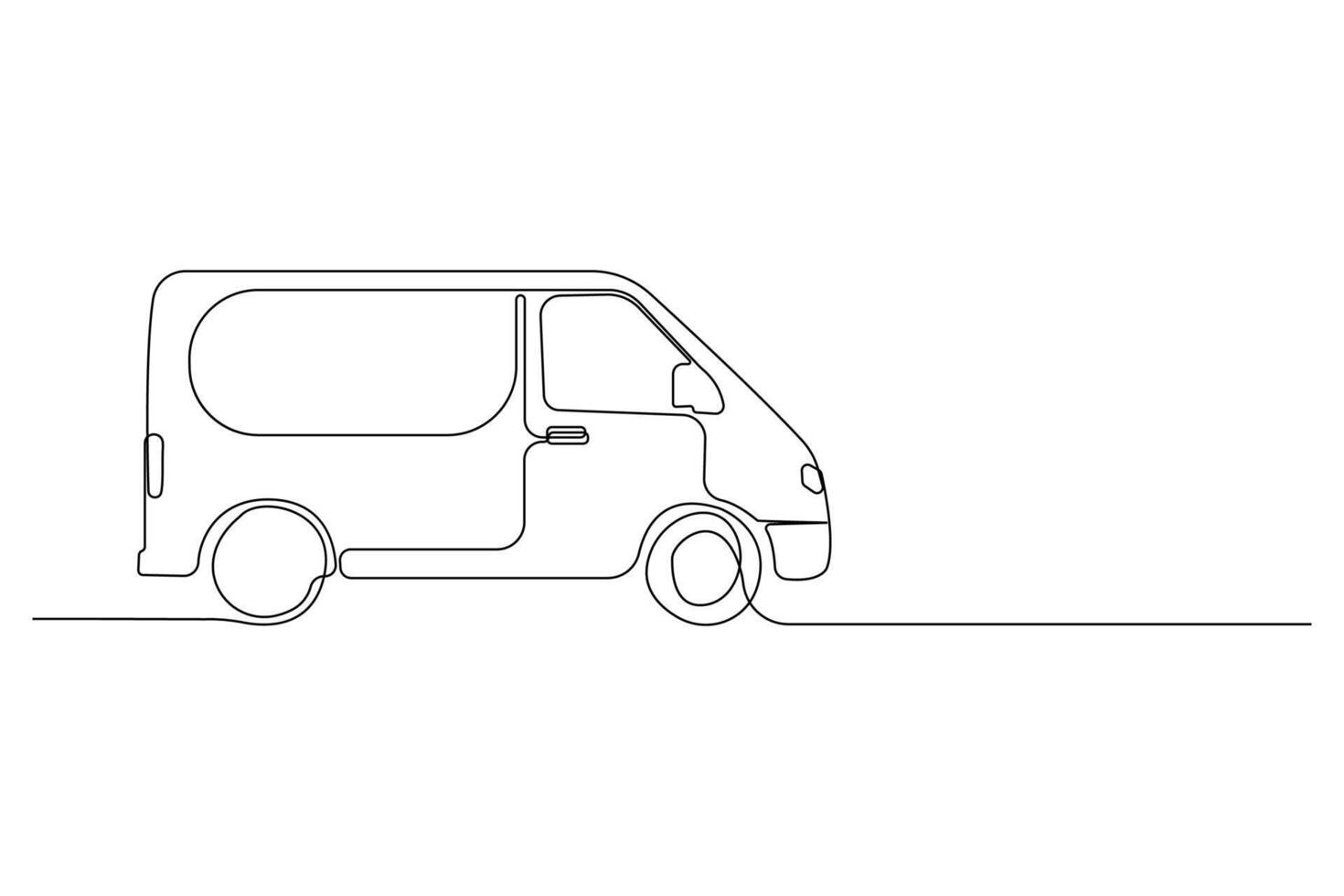 Continuous line art drawing of a delivery car. Delivery van continuous outline isolated on white background. vector