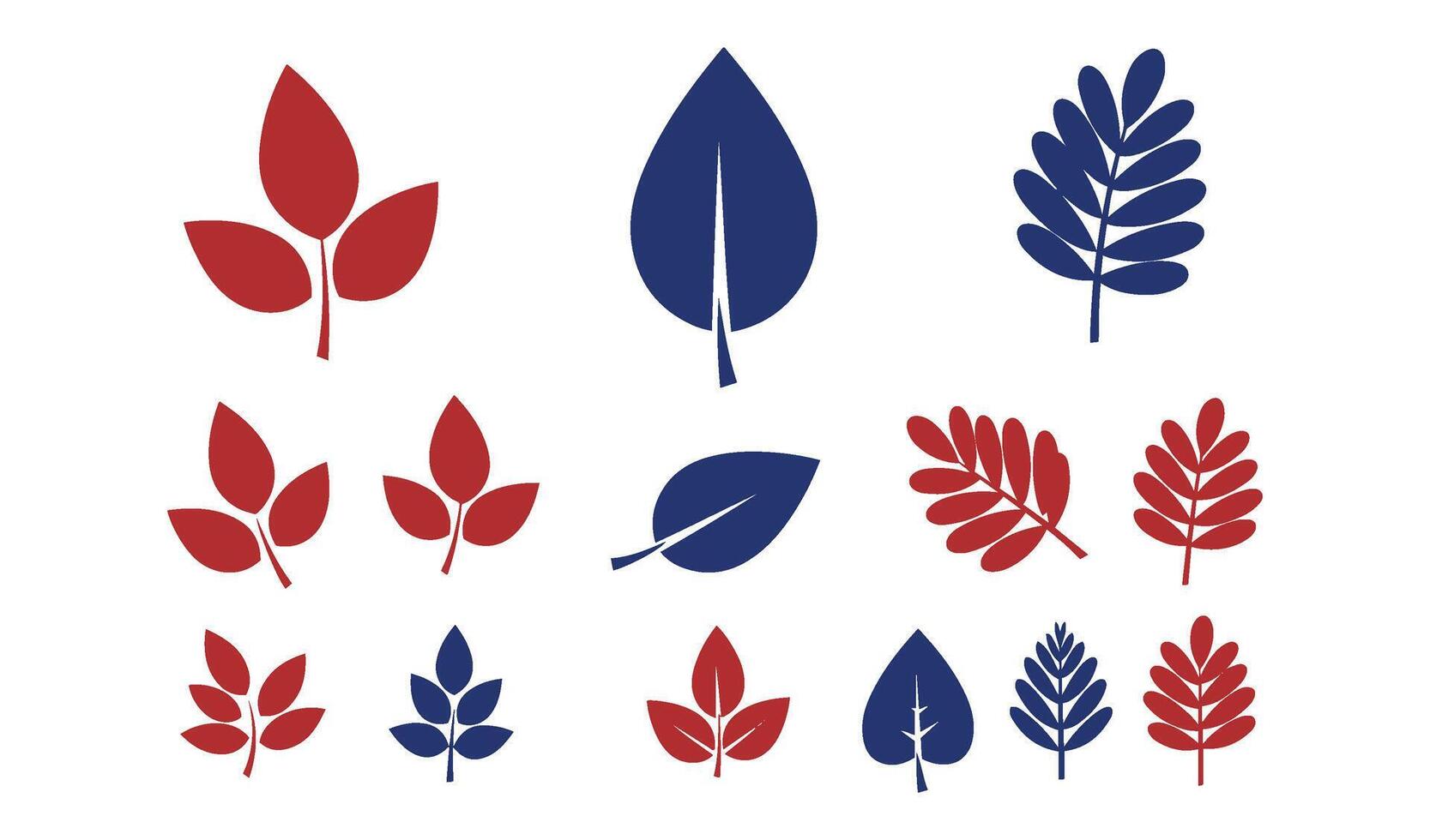 Stunning Foliage Icon Collection in Burgundy and Green vector