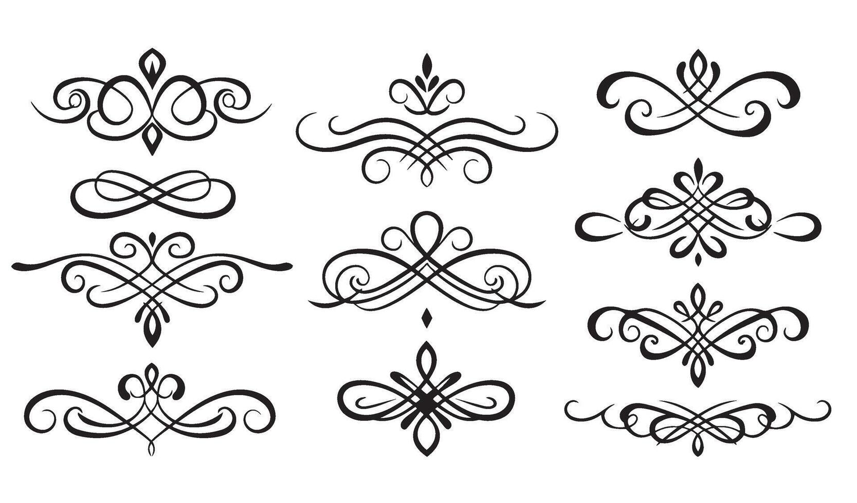 Swirl Calligraphic Ornament Set with Elegant Decorative Elements vector