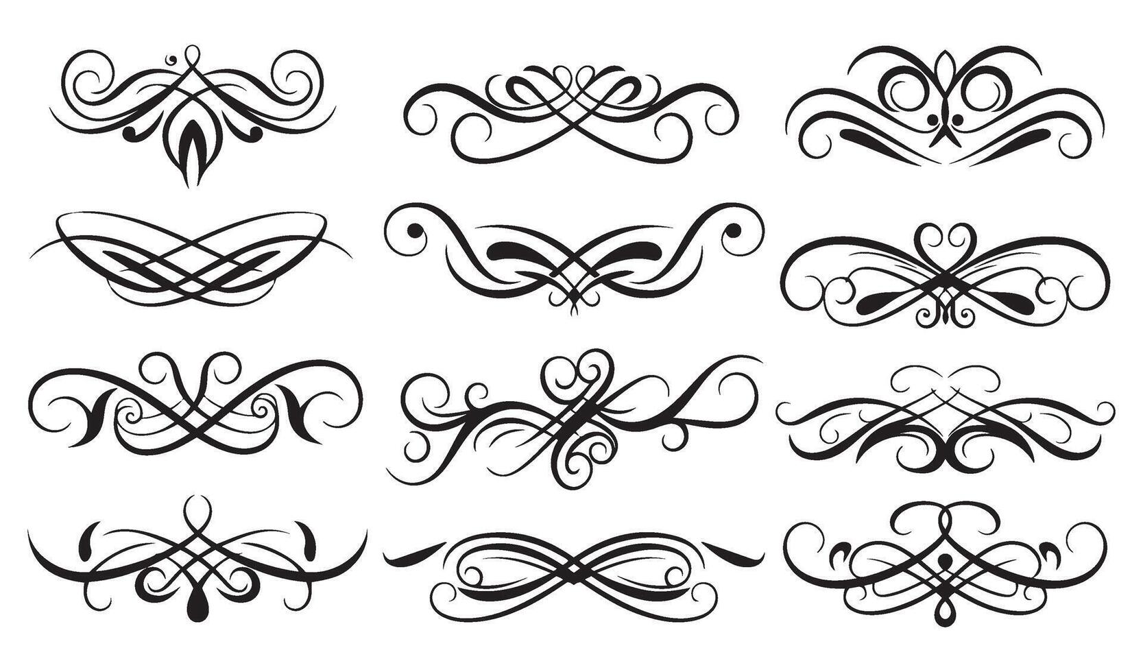 Ornamental Swirl Calligraphic Designs for Timeless Creativity vector