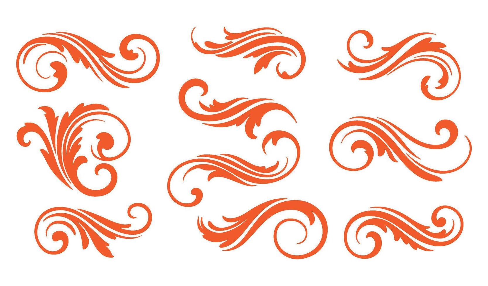 Sophisticated Calligraphy Ornament Collection with Red Swirls vector