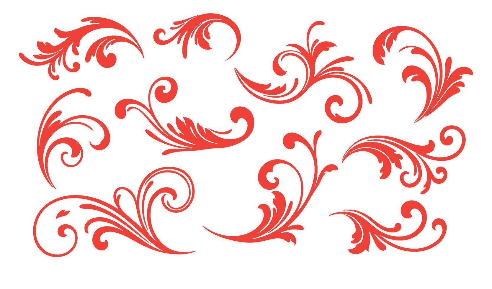 Stylish Ethereal Swirls Ornament Set for Creative Applications vector
