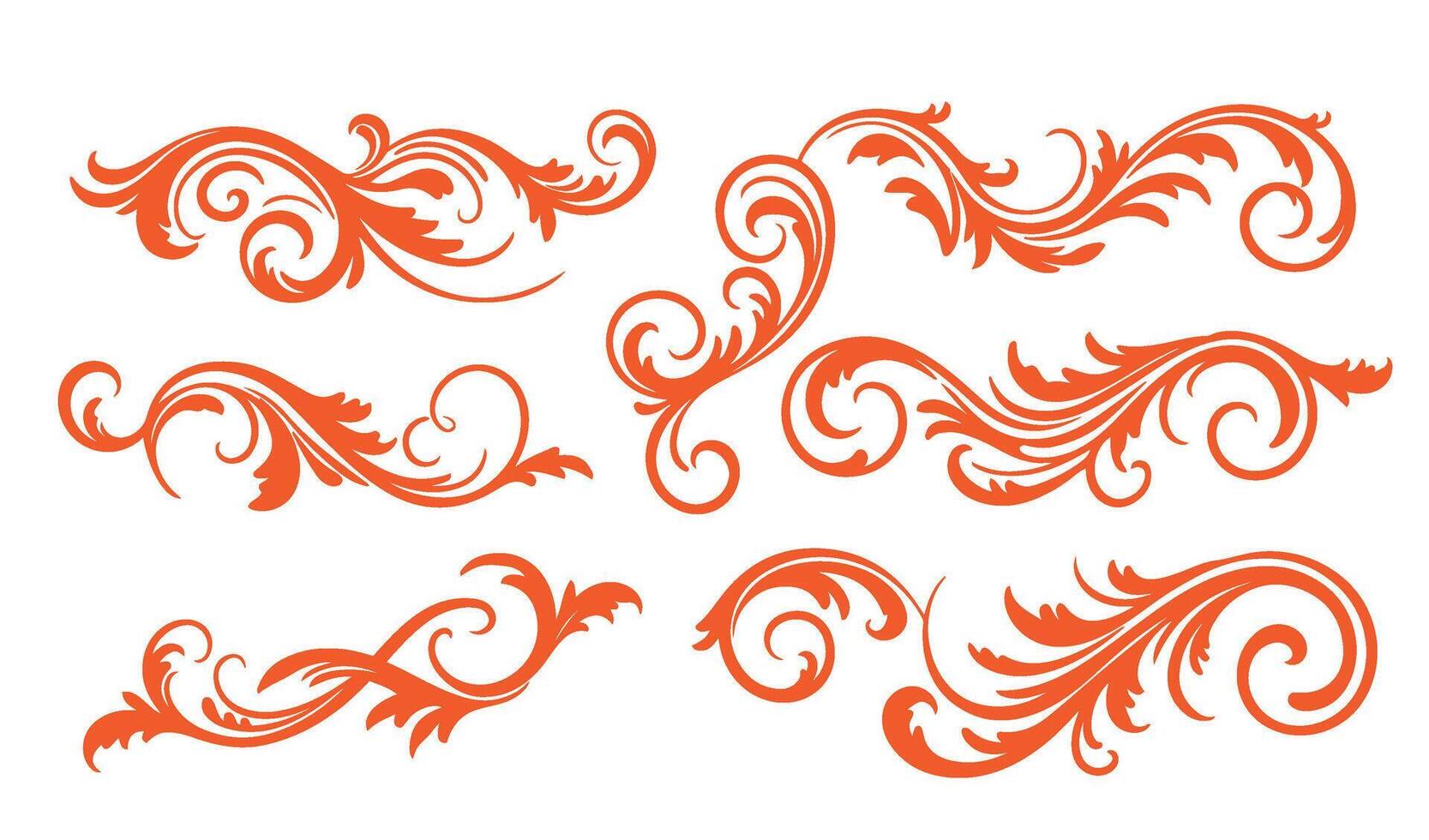 Ornamental Swirls Calligraphy Set with Ethereal Red Patterns vector