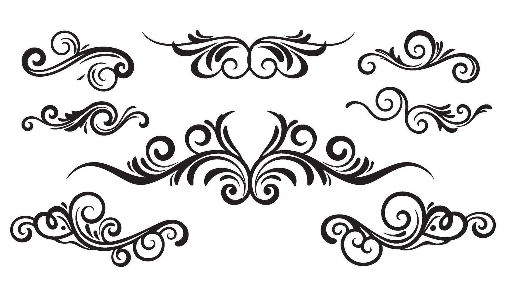 Intricate Swirl Calligraphic Ornament Set for Vintage Artwork vector