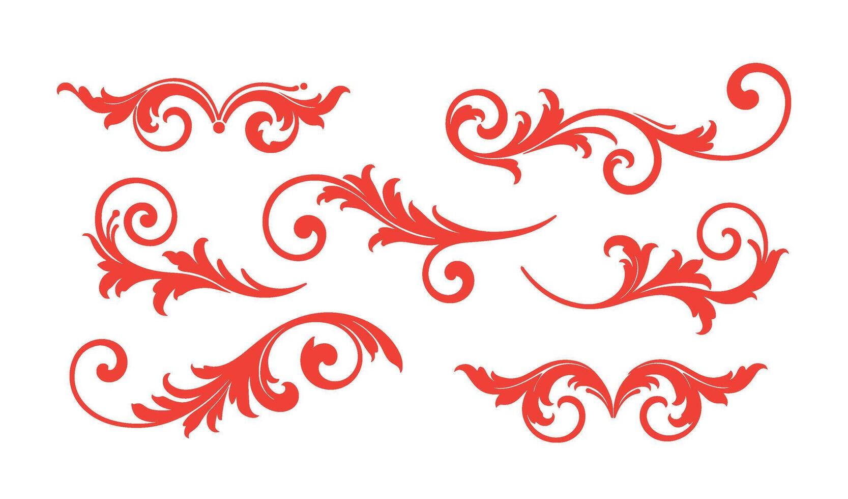 Ornamental Red Swirls Calligraphy Set for Graphic Designers vector