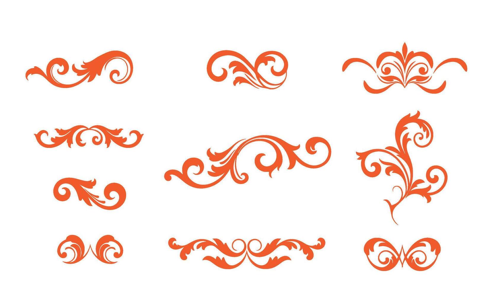 Stunning Calligraphy Ornament Set Featuring Ethereal Red Swirls vector