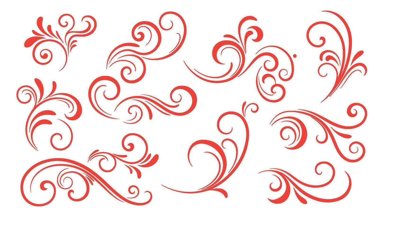 Decorative Calligraphy Ornament Set with Red Ethereal Swirls vector