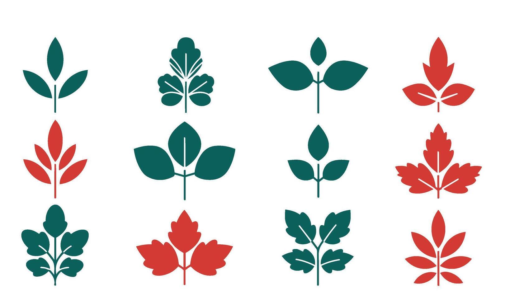Diverse Leaf Icon Collection for Nature-Inspired Designs vector