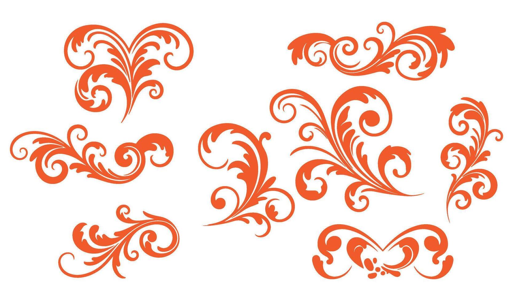 Stunning Red Ethereal Swirls Ornament Set for Sophisticated Art vector