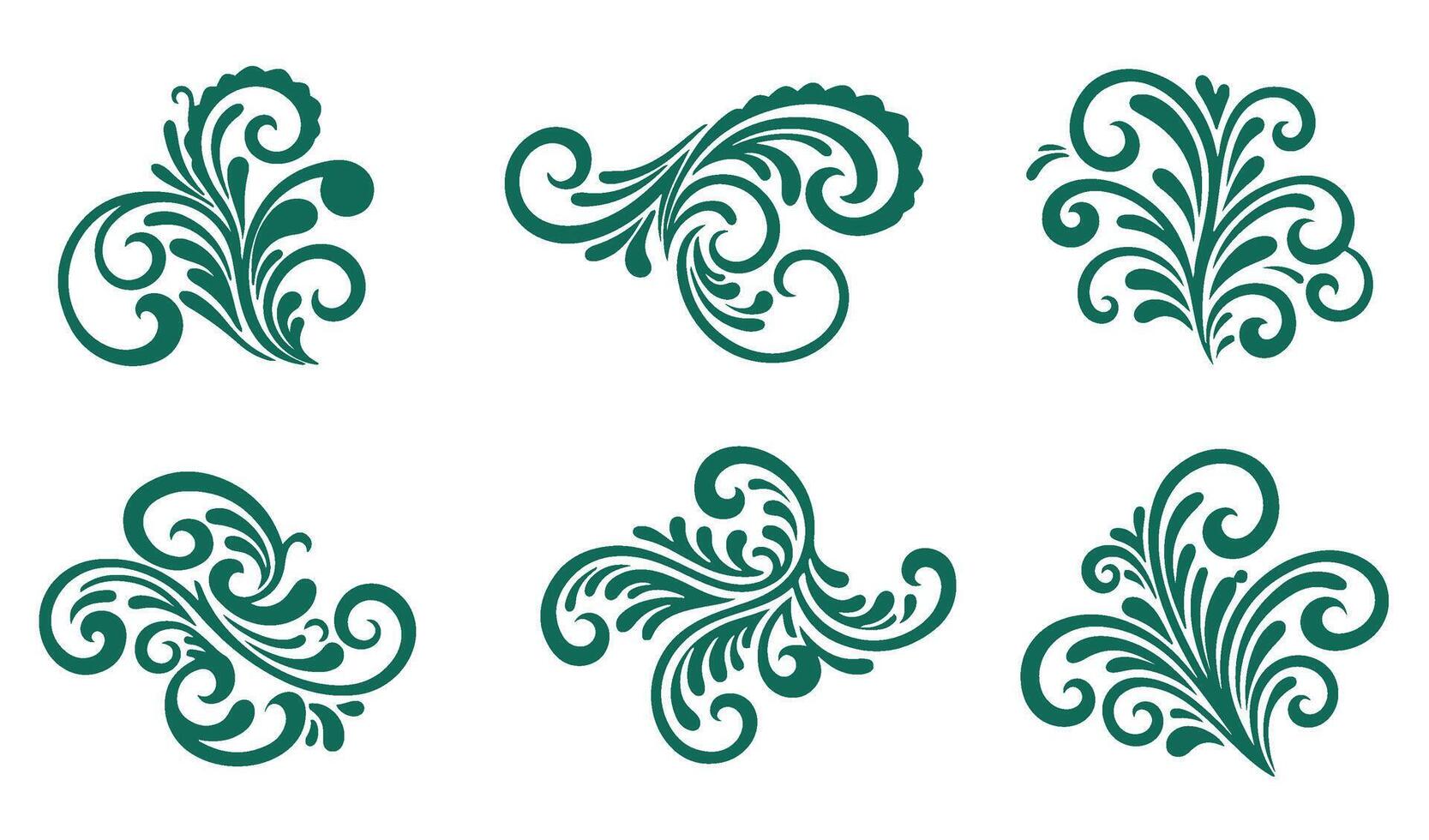 Classic Whimsical Whorls Ornament Set for Luxurious Creations vector