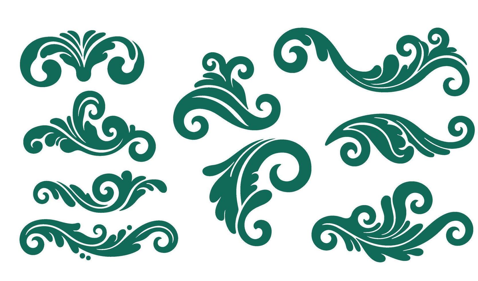 Stylish Calligraphic Ornament Set Featuring Whimsical Whorls vector