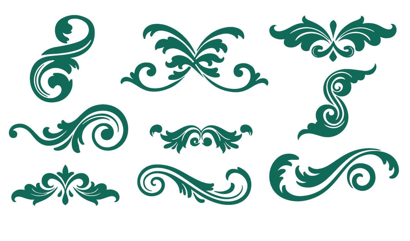 Ornamental Whimsical Whorls Set with Intricate Curves and Patterns vector
