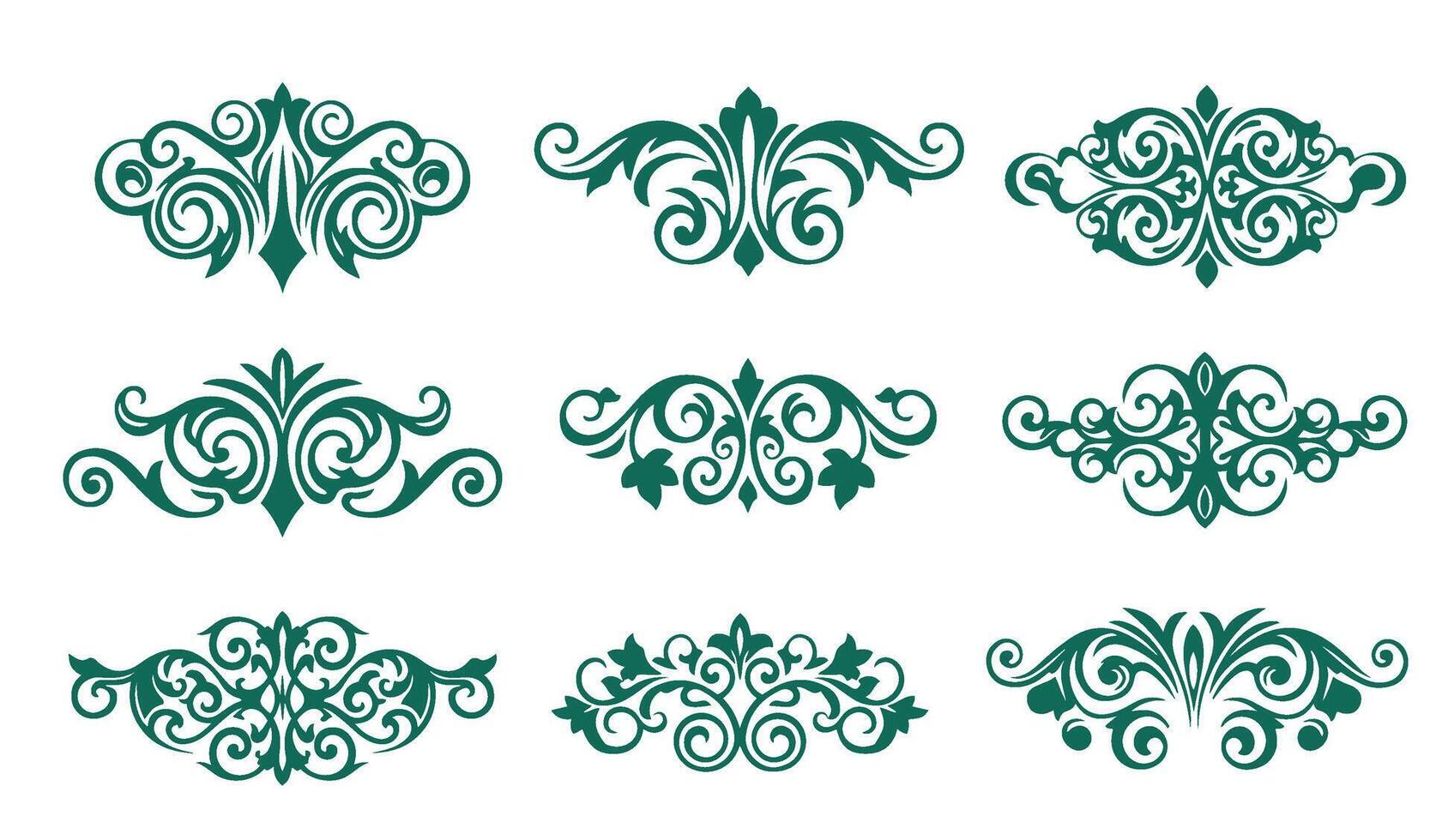 Elegant Whimsical Whorls Swirls Ornament Set for Graphic Designers vector
