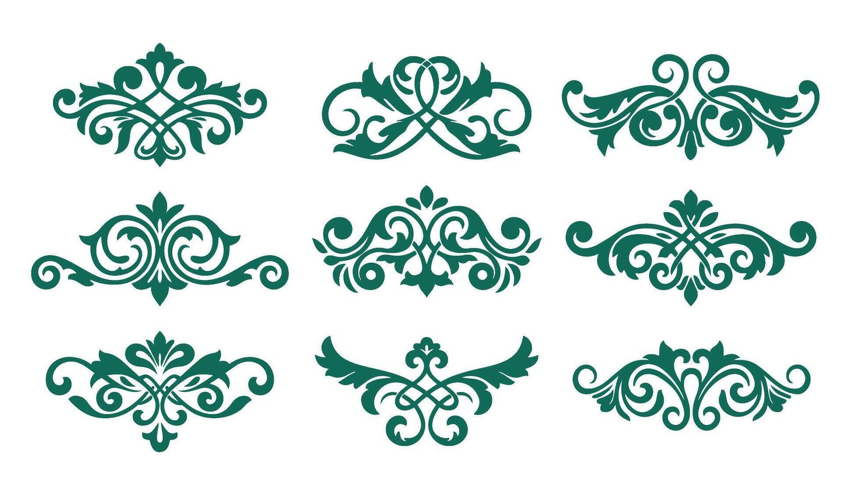 Artistic Calligraphy Ornament Set Featuring Whimsical Whorls and Swirls vector