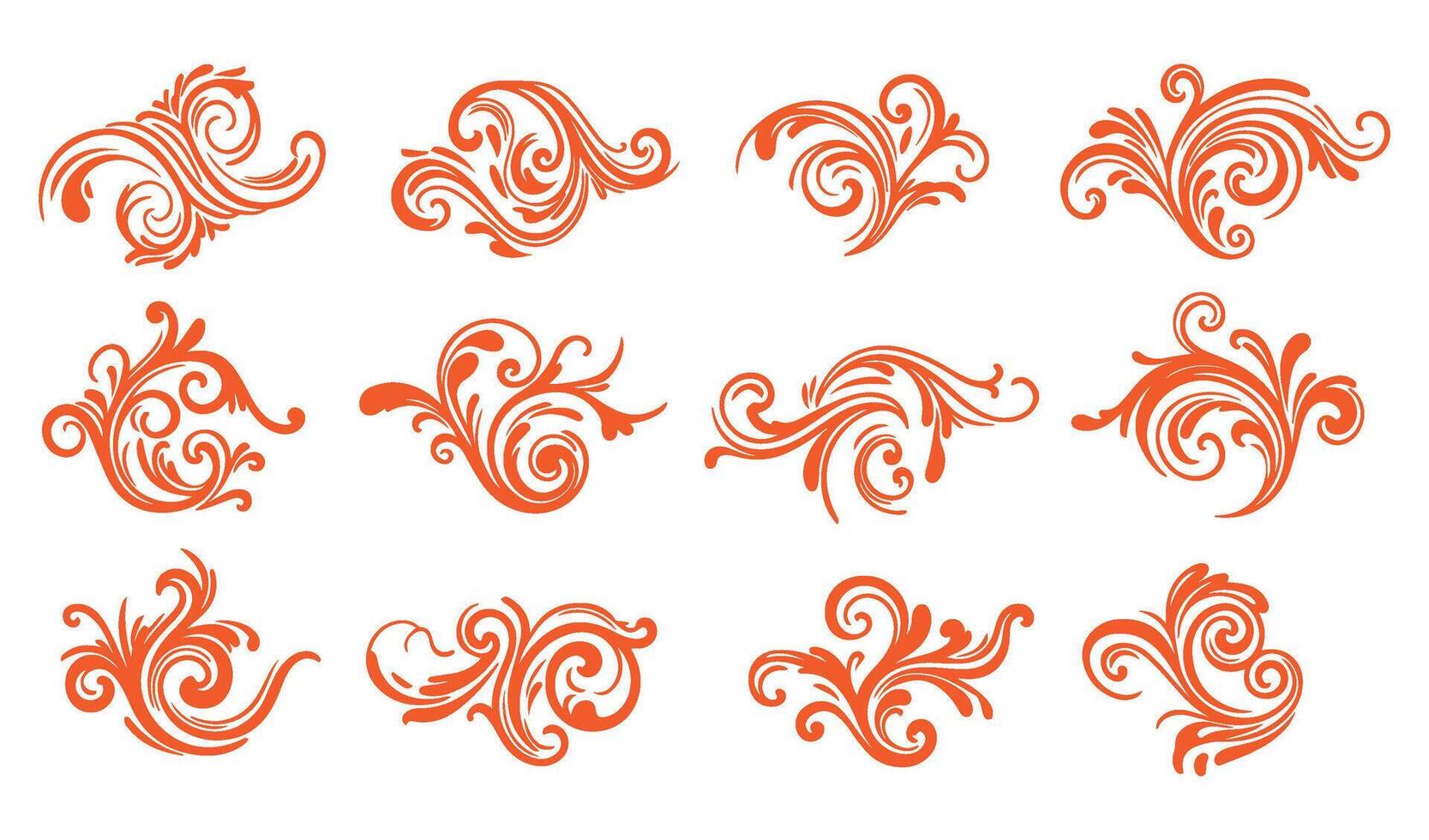 Unique Ethereal Swirls Ornament Set for Timeless Creations vector