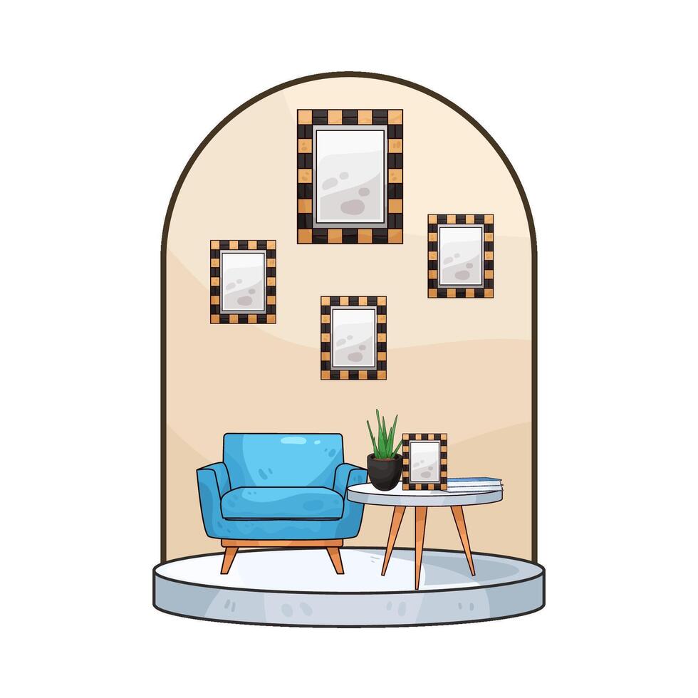 six photo frames on the wall vector