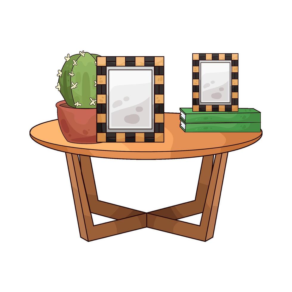 illustration of empty photo frame next to a cactus vector