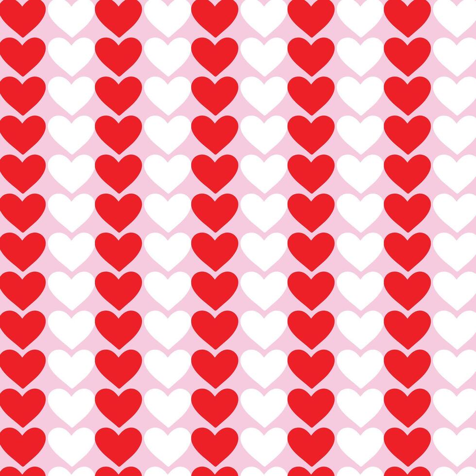 Seamless Red and White Heart Pattern on Pink Background vector