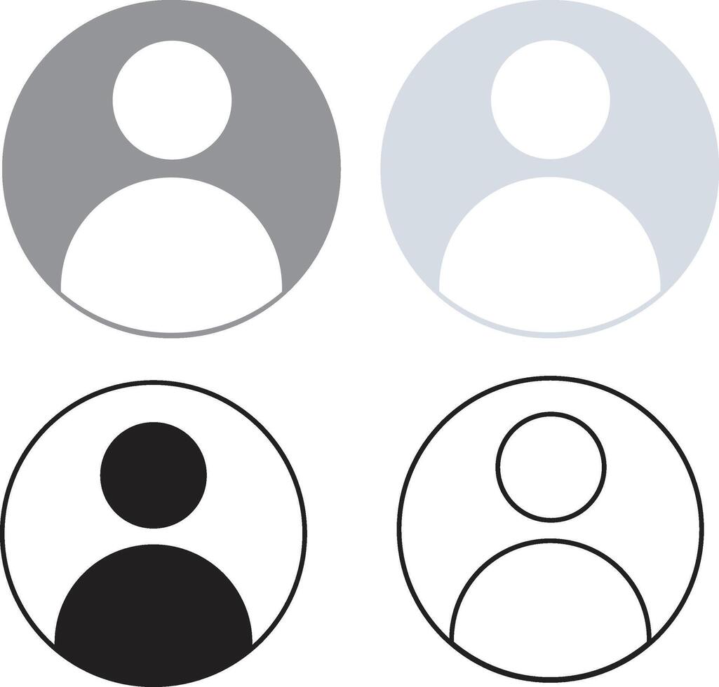 Minimalist User Profile Icons in Grey, White, and Black Circular Designs vector