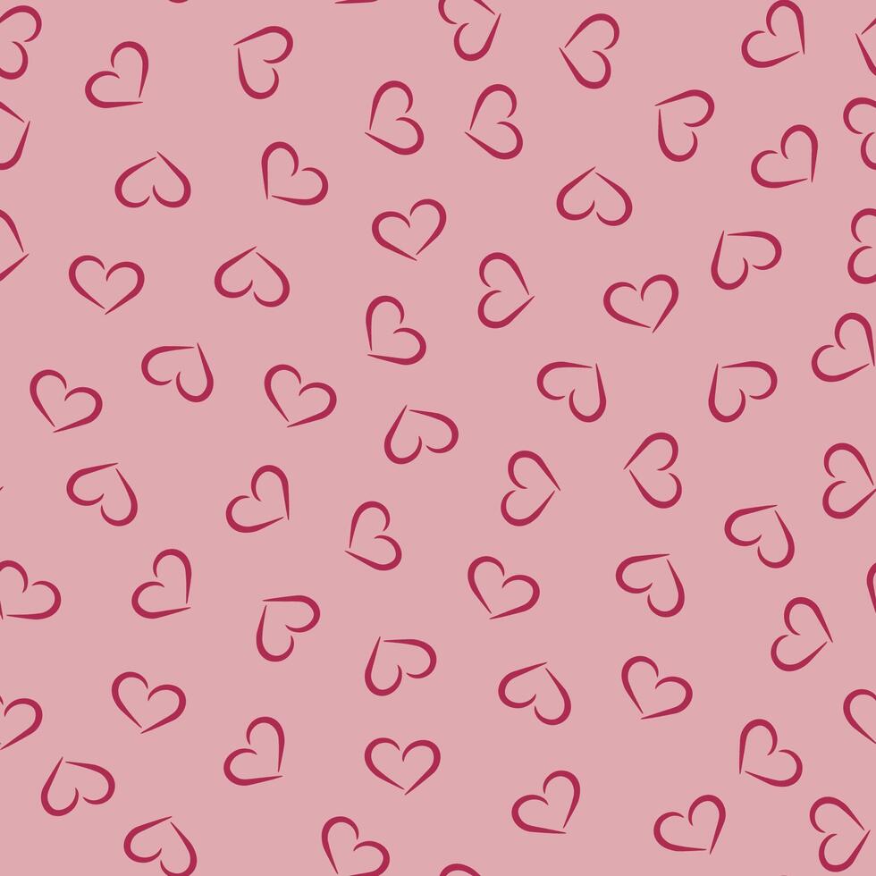 Simple pattern with hearts hand-drawn in doodle style vector
