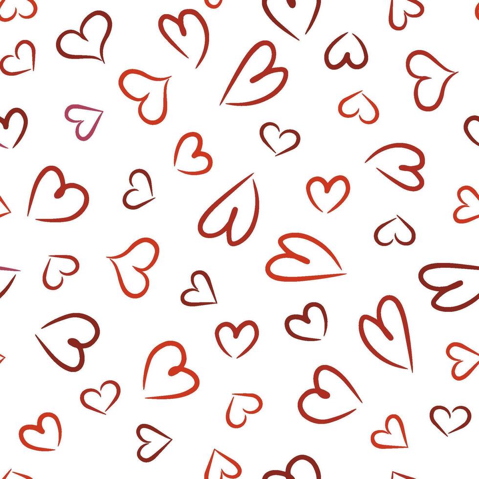 Minimalistic pattern with red hearts. Seamless texture vector