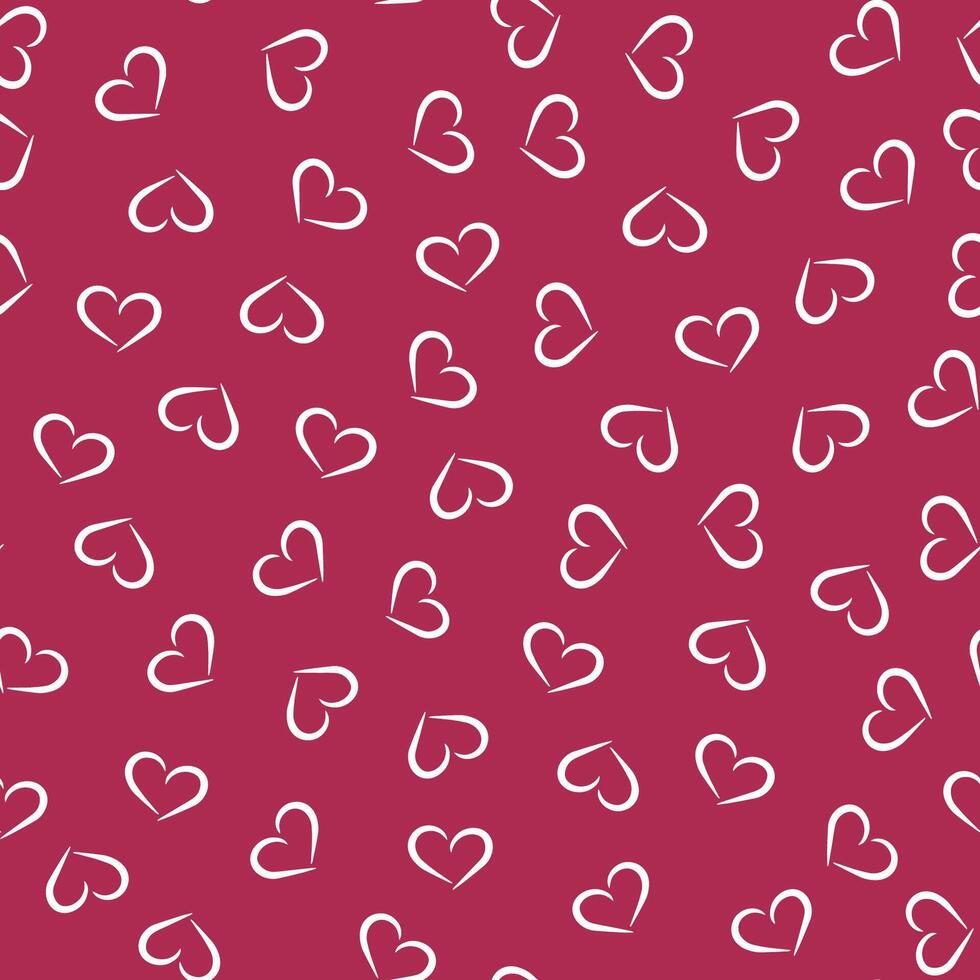 Pattern with hearts on a dark pink background for valentine's day vector